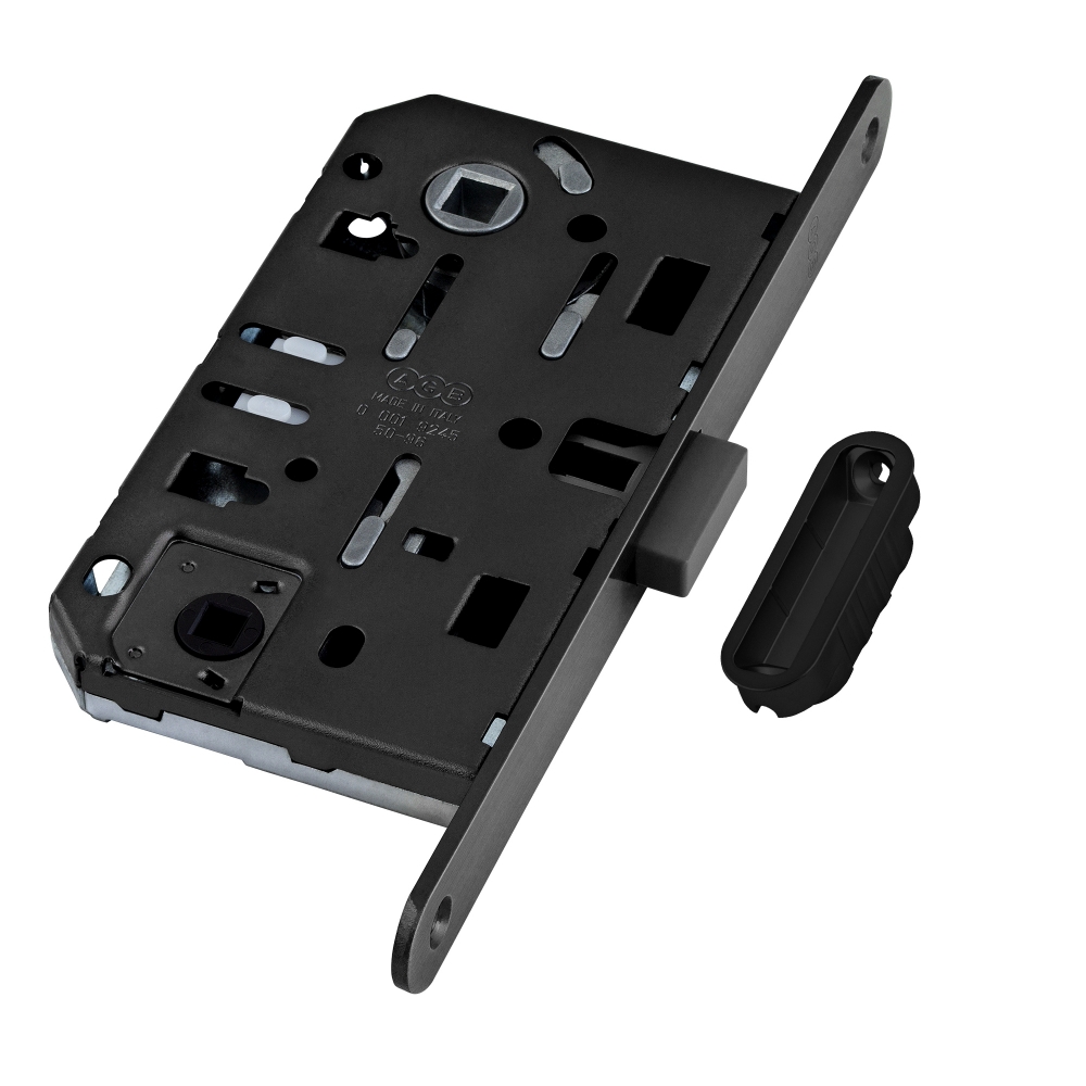 Фото B06102.50.93.640 Защелка врезная WC (черный) MEDIANA POLARIS с отв. планкой (скин)